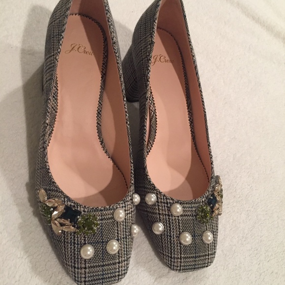 J. Crew Shoes - Cute J.Crew Block-Heel Pumps in embellished plaid